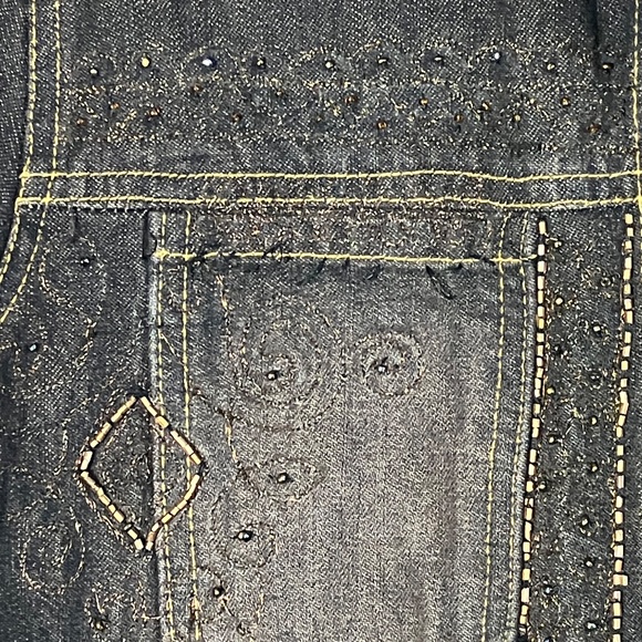 Laura Ashley Embellished Denim Jean Jacket- Small Petite - Picture 7 of 15